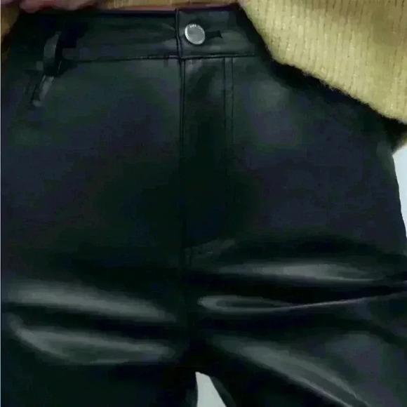 Zara Faux Leather Mom Fit Pants - Picture 4 of 15
